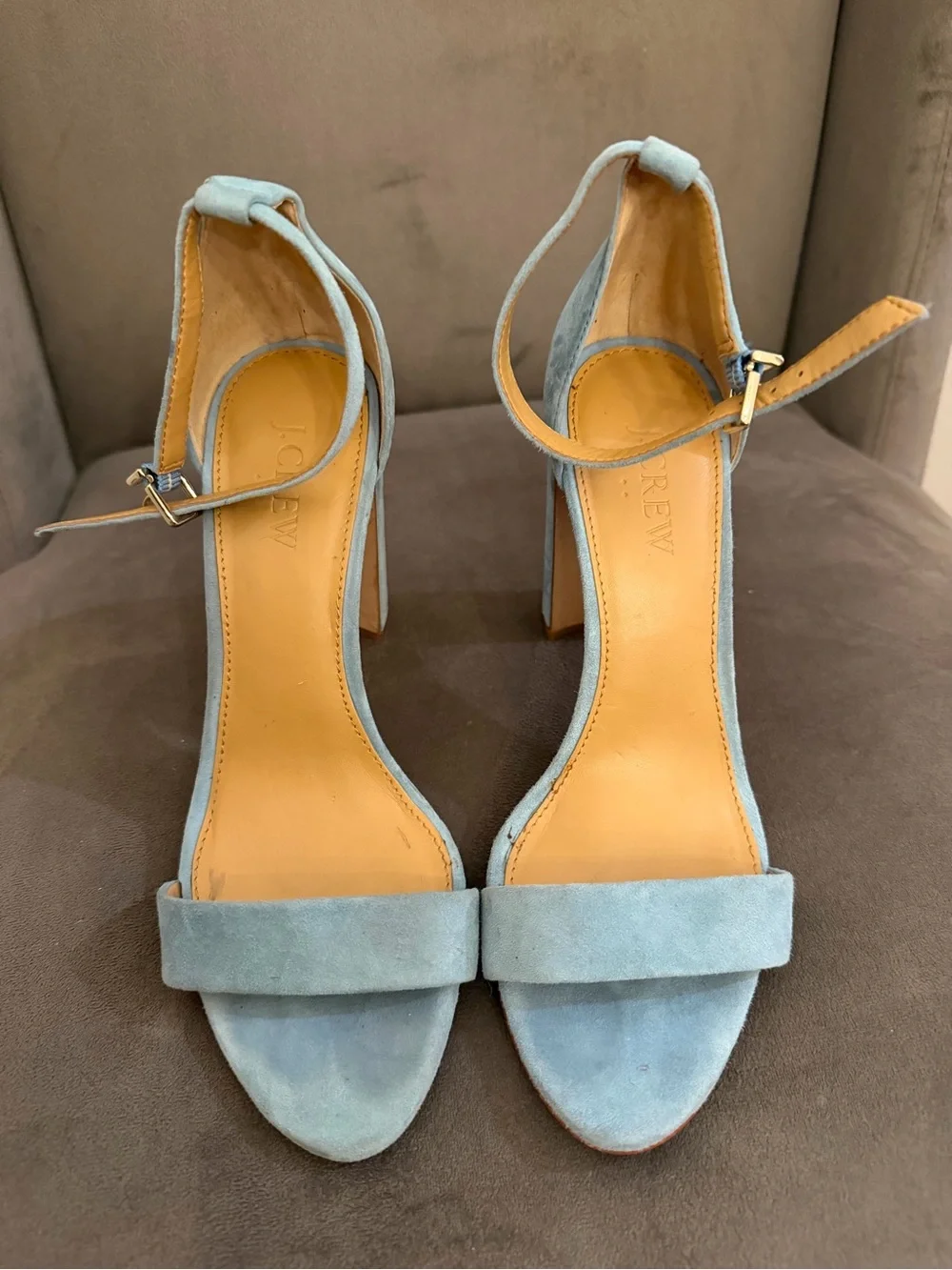 J. Crew Powder Blue Suede Ankle-Strap Heels